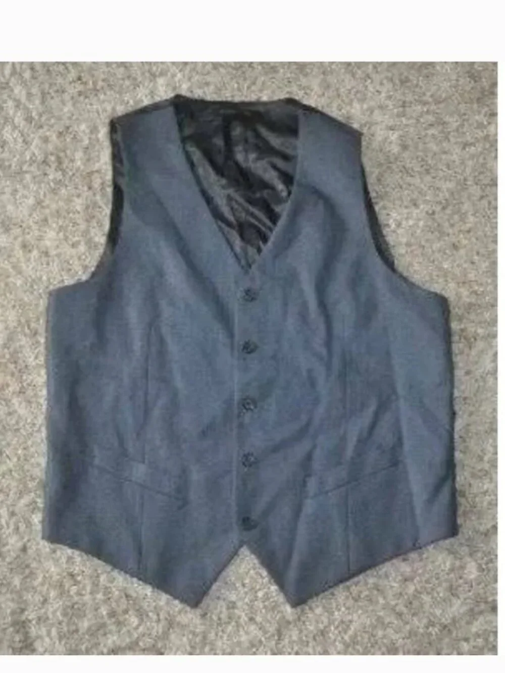 Axist Mens Suit Vest Gray Mens L Plaid Pin Stripe Tailored Dress Formal 5 Button